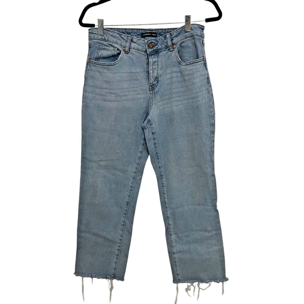 Sincerely Jules Jeans Women 7/28 Light Wash High Rise Frayed Hem Button Fly